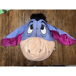 Vintage Disney Winnie the Pooh Eeyore Nylon Parachute Plush Head Pillow Puffy